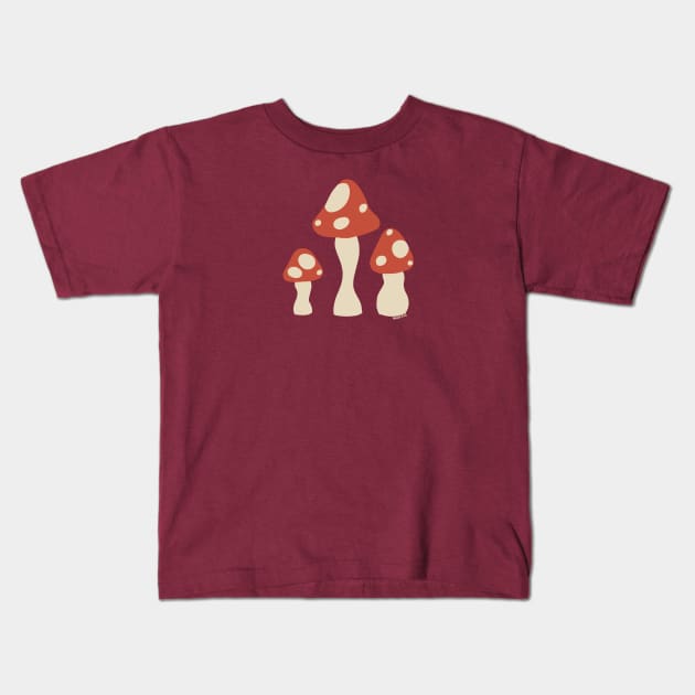 Simple Mushrooms Kids T-Shirt by Jan Grackle